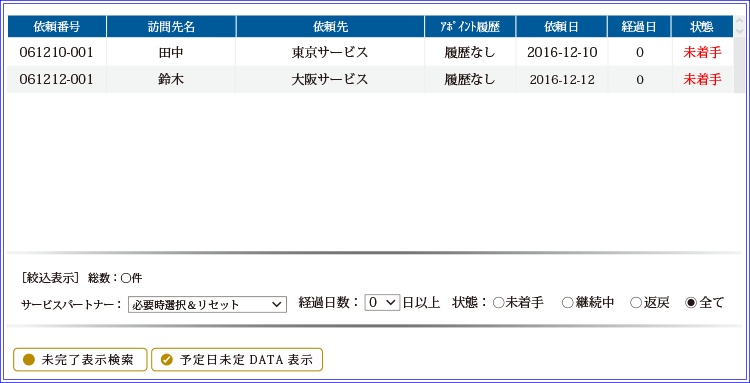 アポイントDATAリスト画面