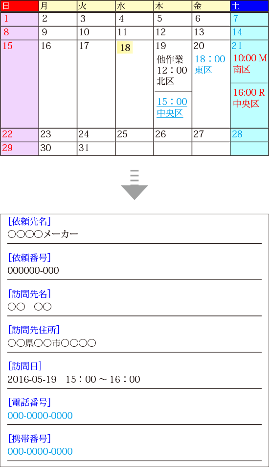 スケジュール画面